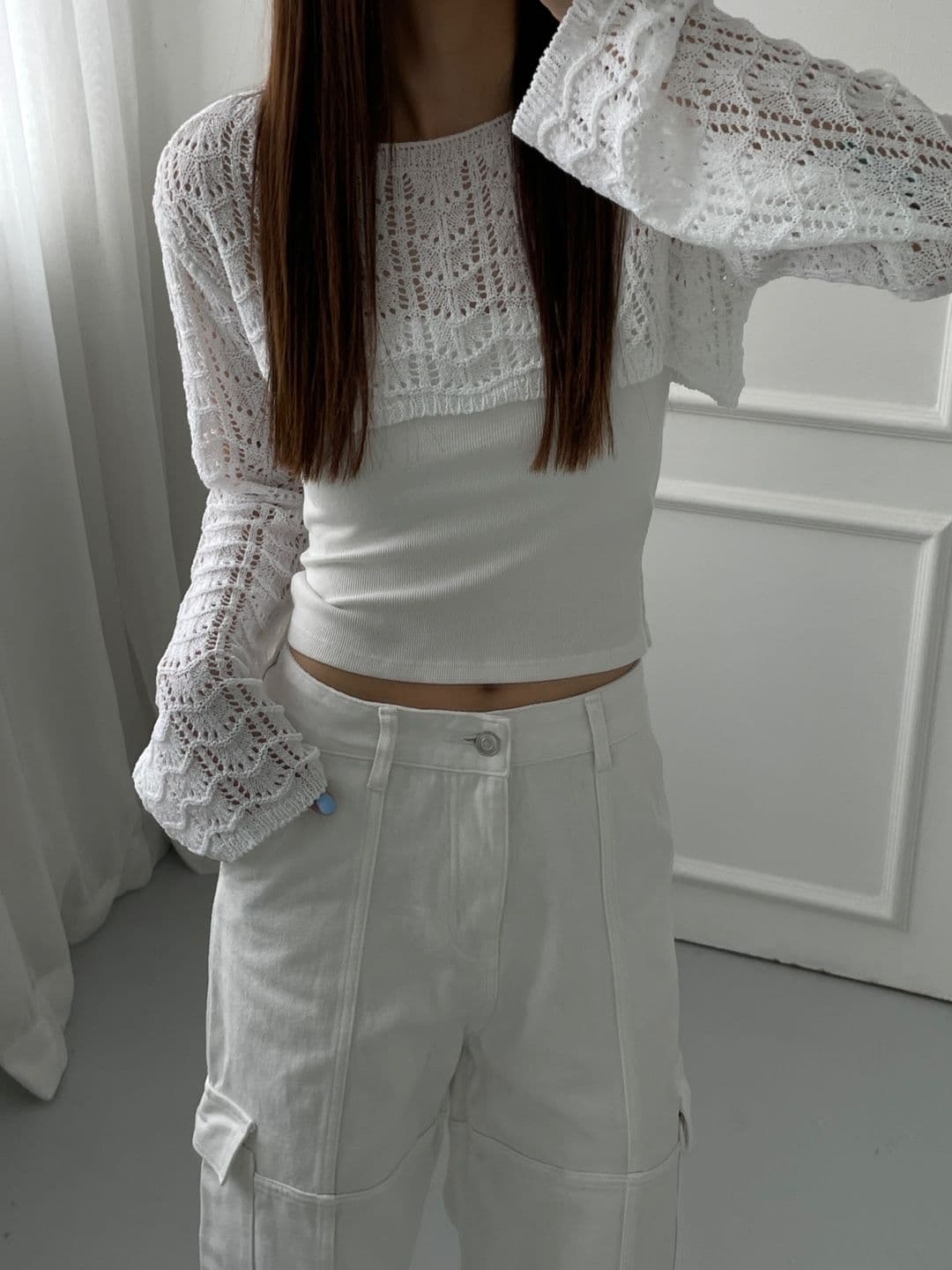 Short crop boat neck - 이미지 2