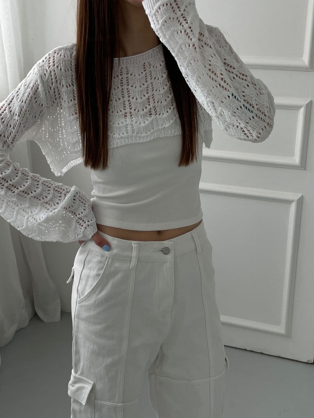 Short crop boat neck - 이미지 3