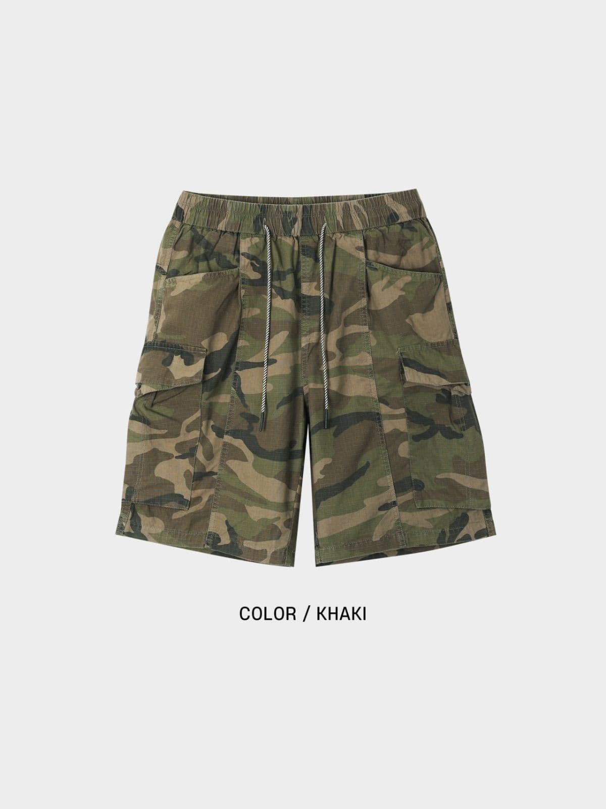 Stonewashed camo cargo half pants - 이미지 3