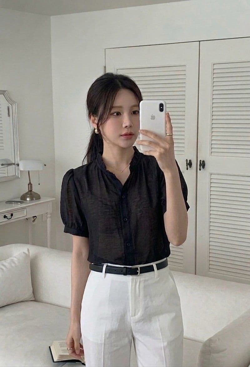 Leek Frill Shirt BL - 이미지 1