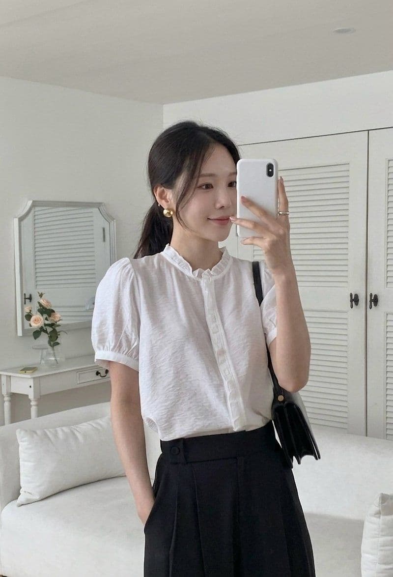 Leek Frill Shirt BL - 이미지 2