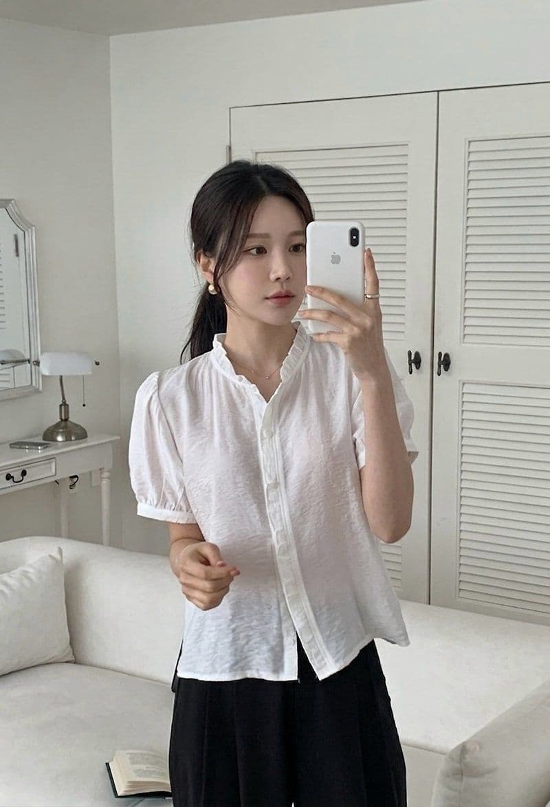 Leek Frill Shirt BL - 이미지 3