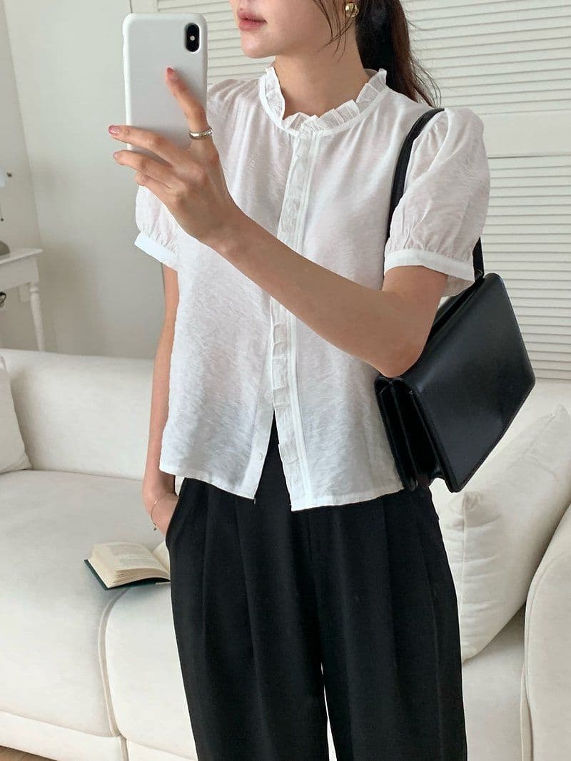 Leek Frill Shirt BL - 이미지 4