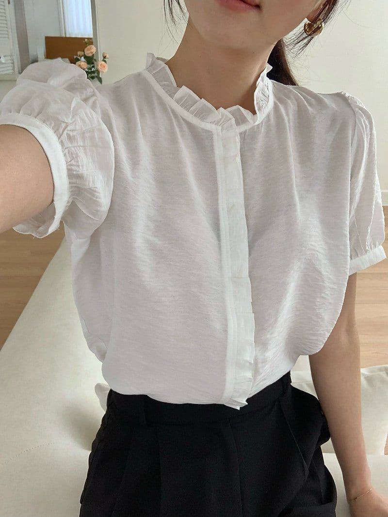 Leek Frill Shirt BL - 이미지 5