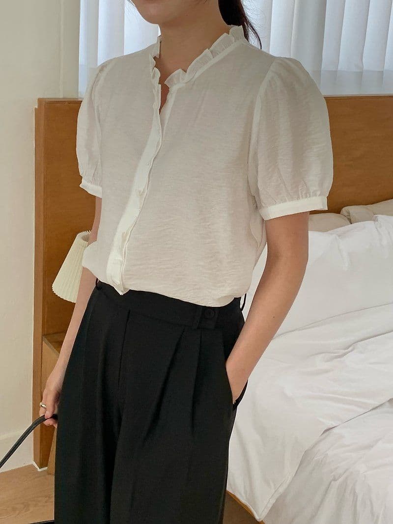 Leek Frill Shirt BL - 이미지 6