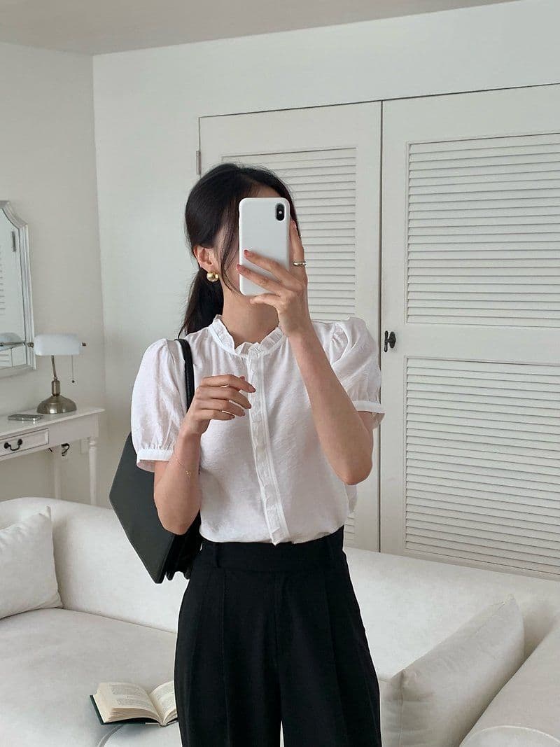 Leek Frill Shirt BL - 이미지 8