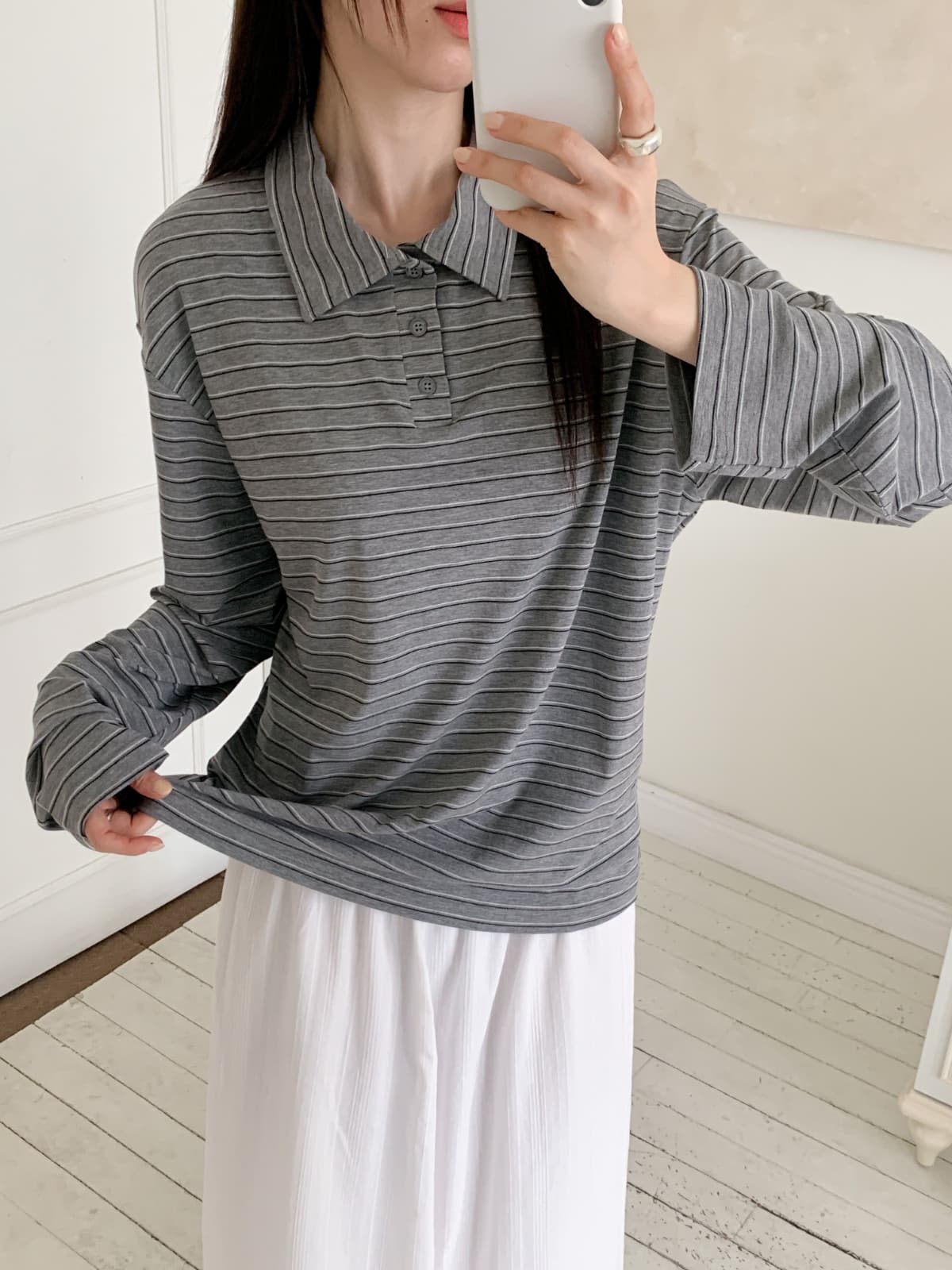 Tencel Striped Long Sleeve - 이미지 3