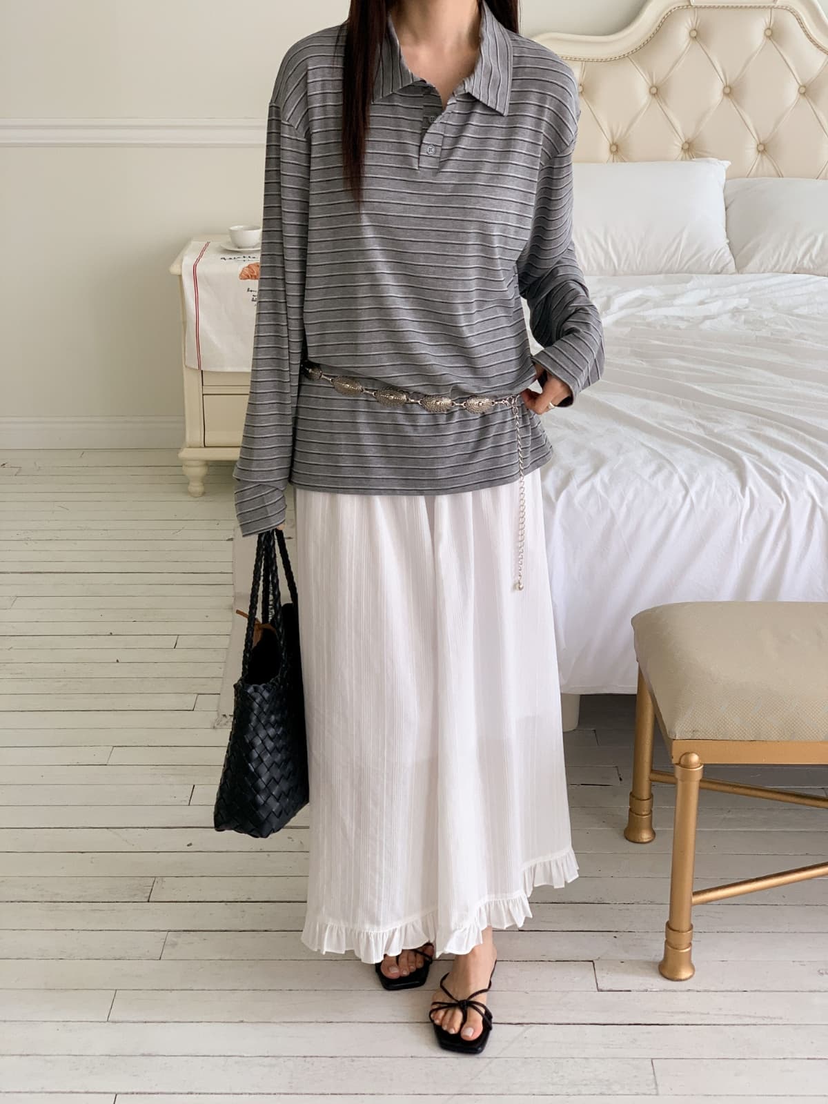 Tencel Striped Long Sleeve - 이미지 7