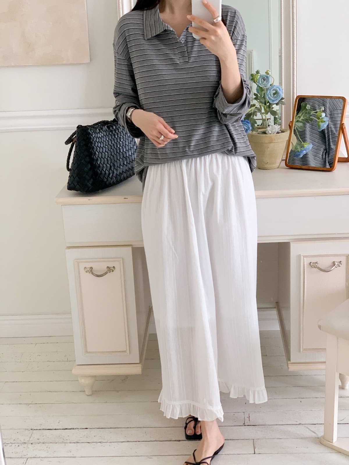 Tencel Striped Long Sleeve - 이미지 7