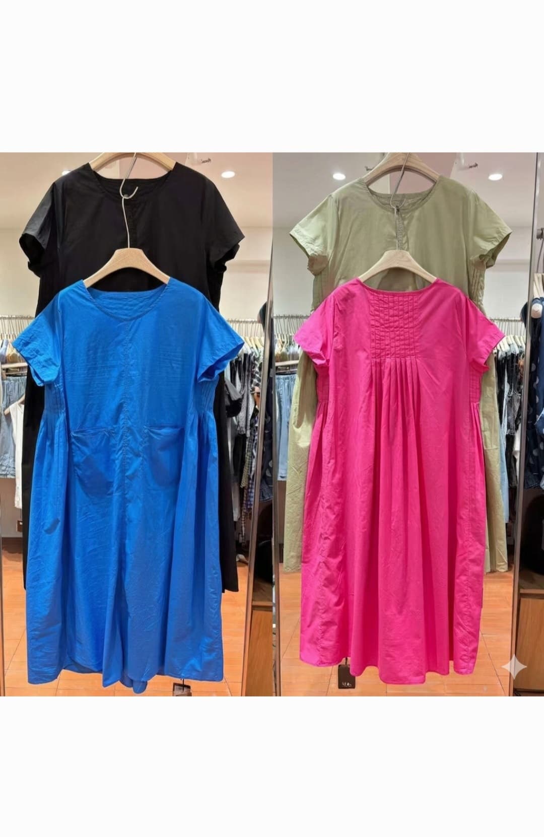 Pintuck pleat detail short-sleeved long dress - 이미지 1