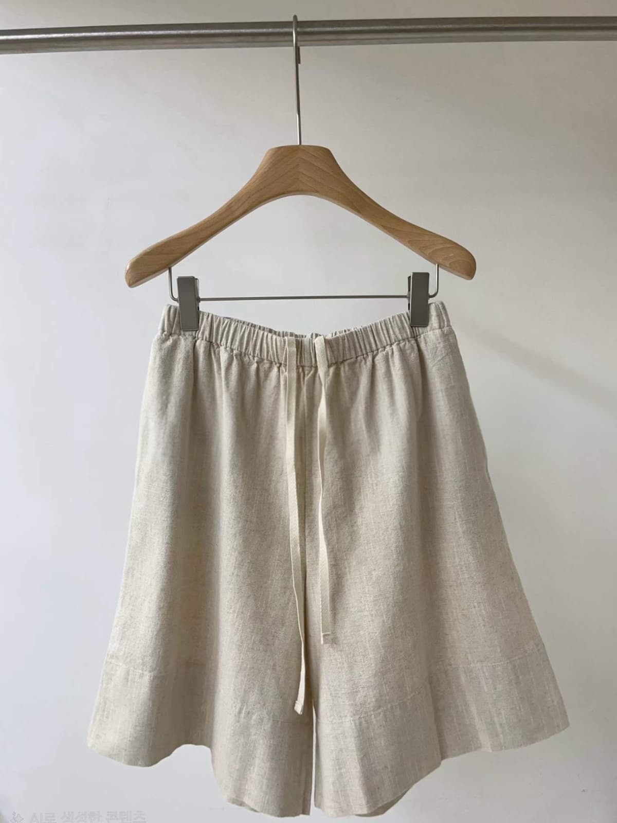 Linen Elastic Waist Wide Shorts 3 Colors - 이미지 3