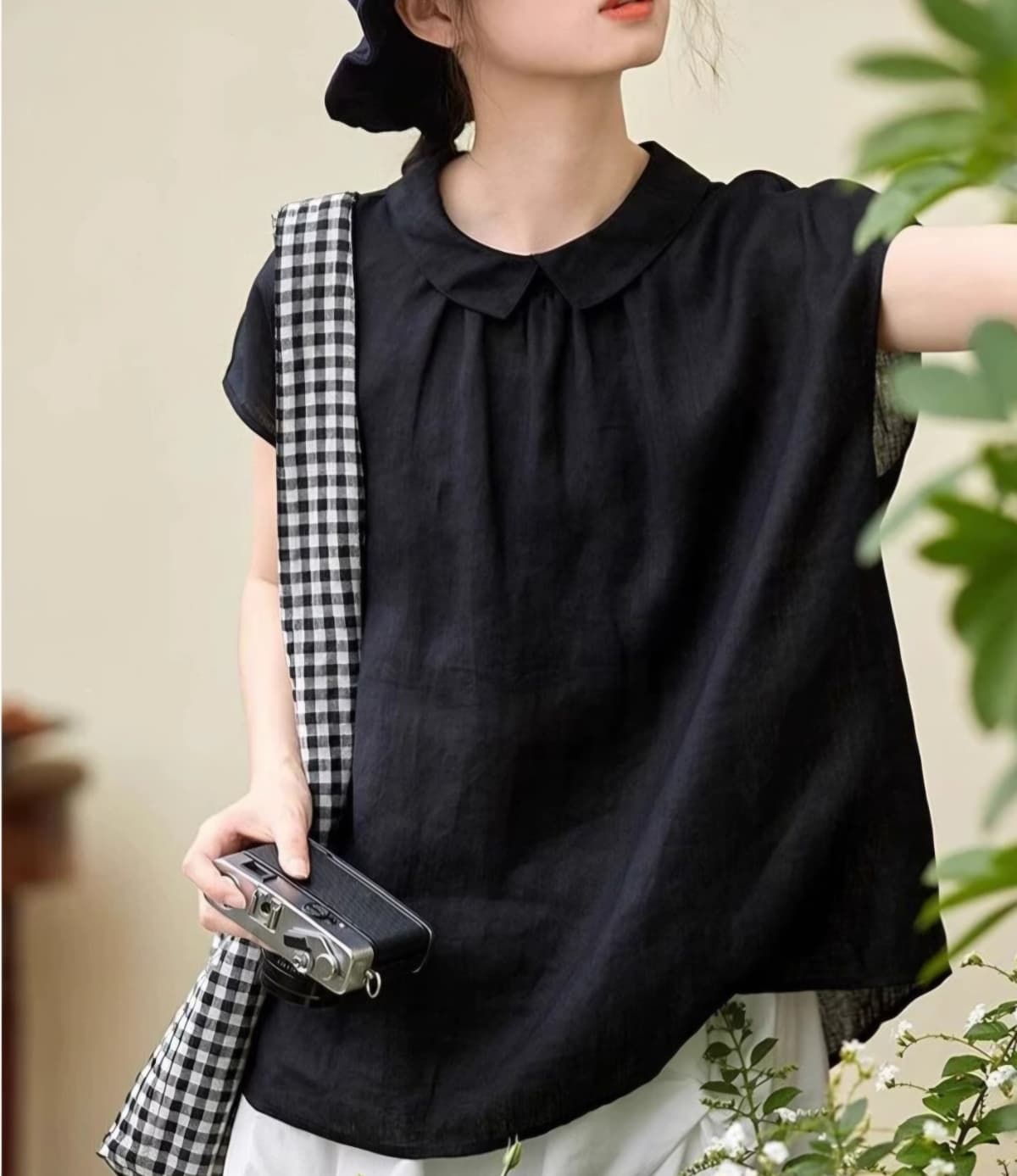 Reversible Linen Sleeveless Collared Loose-Fit Blouse - 이미지 2