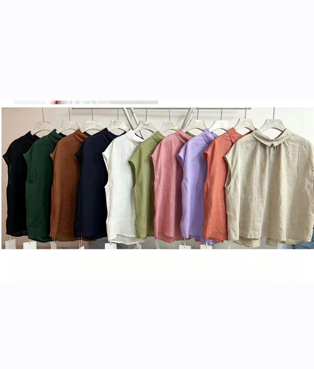 Reversible Linen Sleeveless Collared Loose-Fit Blouse - 이미지 7