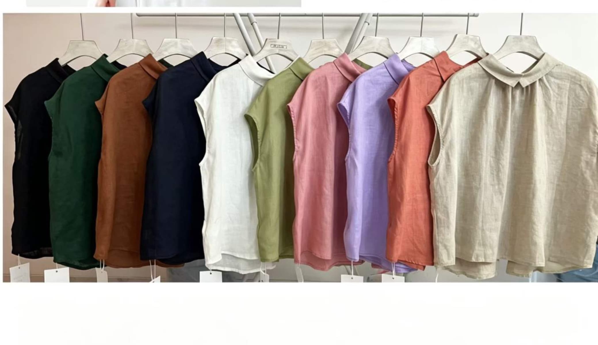 Reversible Linen Sleeveless Collared Loose-Fit Blouse - 이미지 8