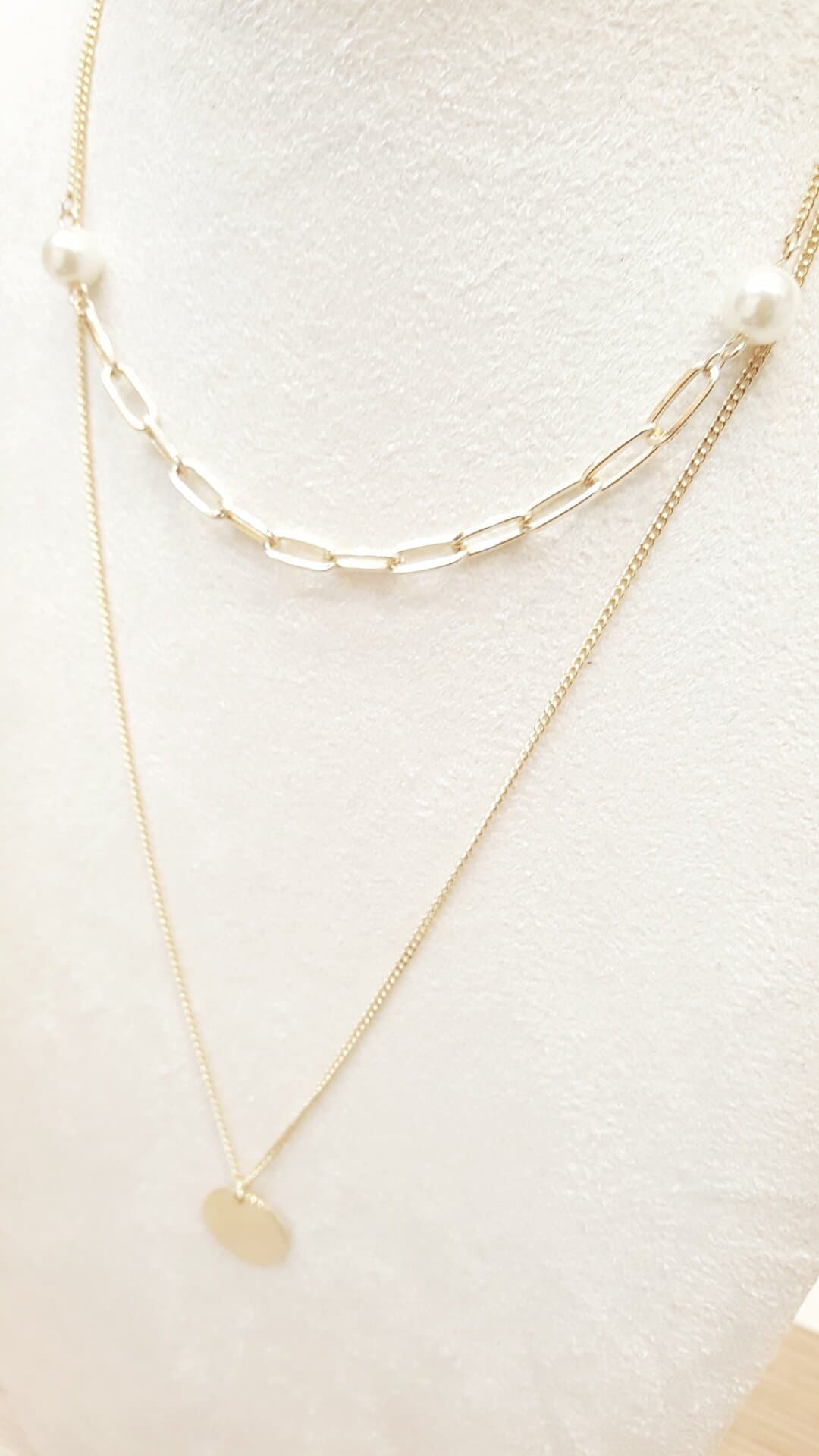 Sale) Pearl Clip 2-Set Necklace - 이미지 2