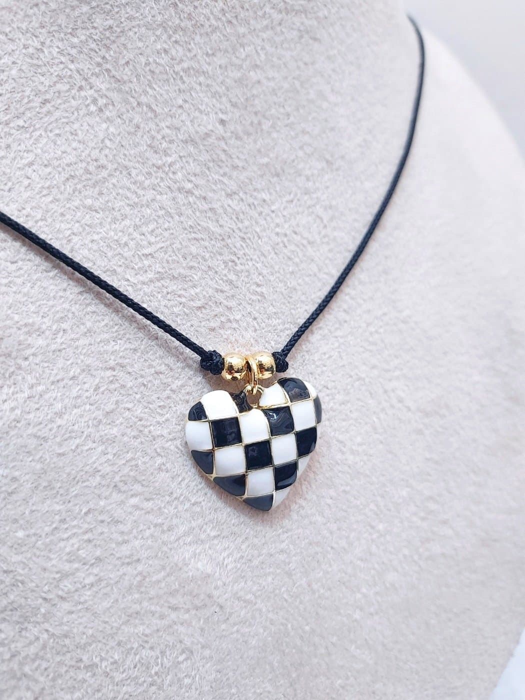 Sale) Checker Heart Necklace - 이미지 3