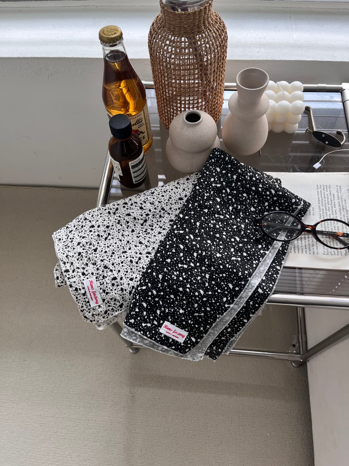 Terrazzo double gauze 100% cotton square kitchen cloth - 이미지 13