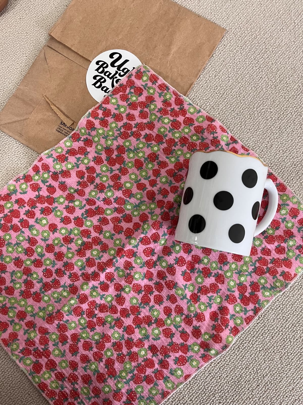 Yoru gauze raspberry handkerchief kitchen cloth - 이미지 4