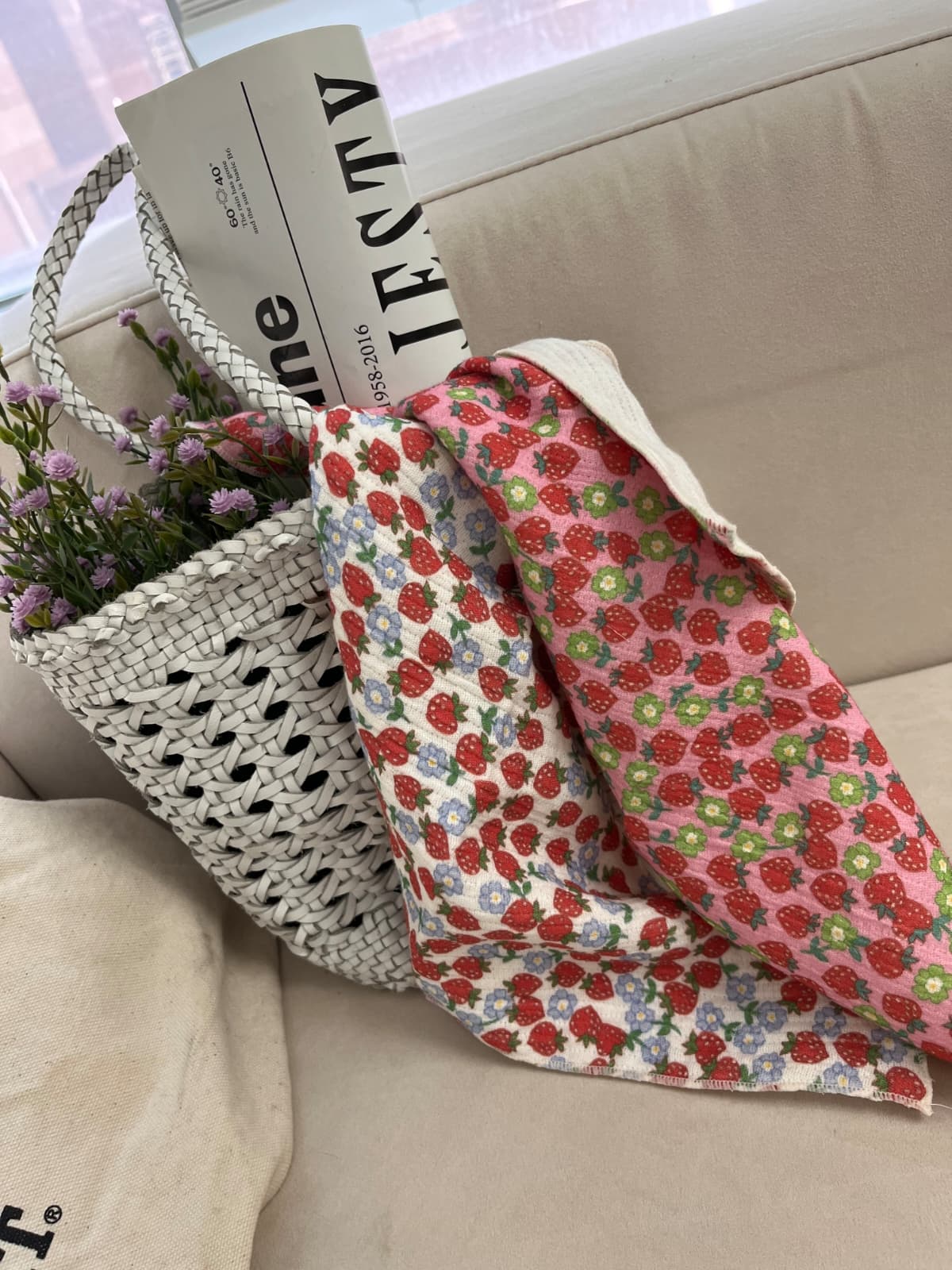 Yoru gauze raspberry handkerchief kitchen cloth - 이미지 10