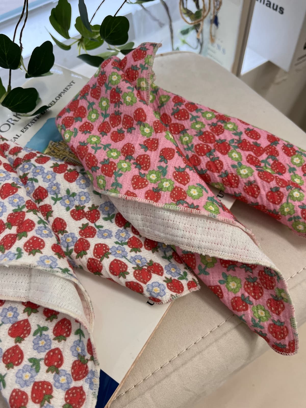 Yoru gauze raspberry handkerchief kitchen cloth - 이미지 5