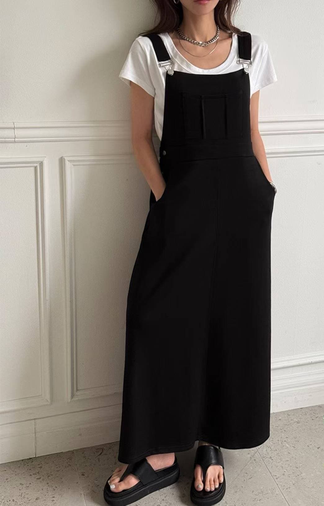 Long overall dress with suspenders (sleeveless set) - 이미지 5