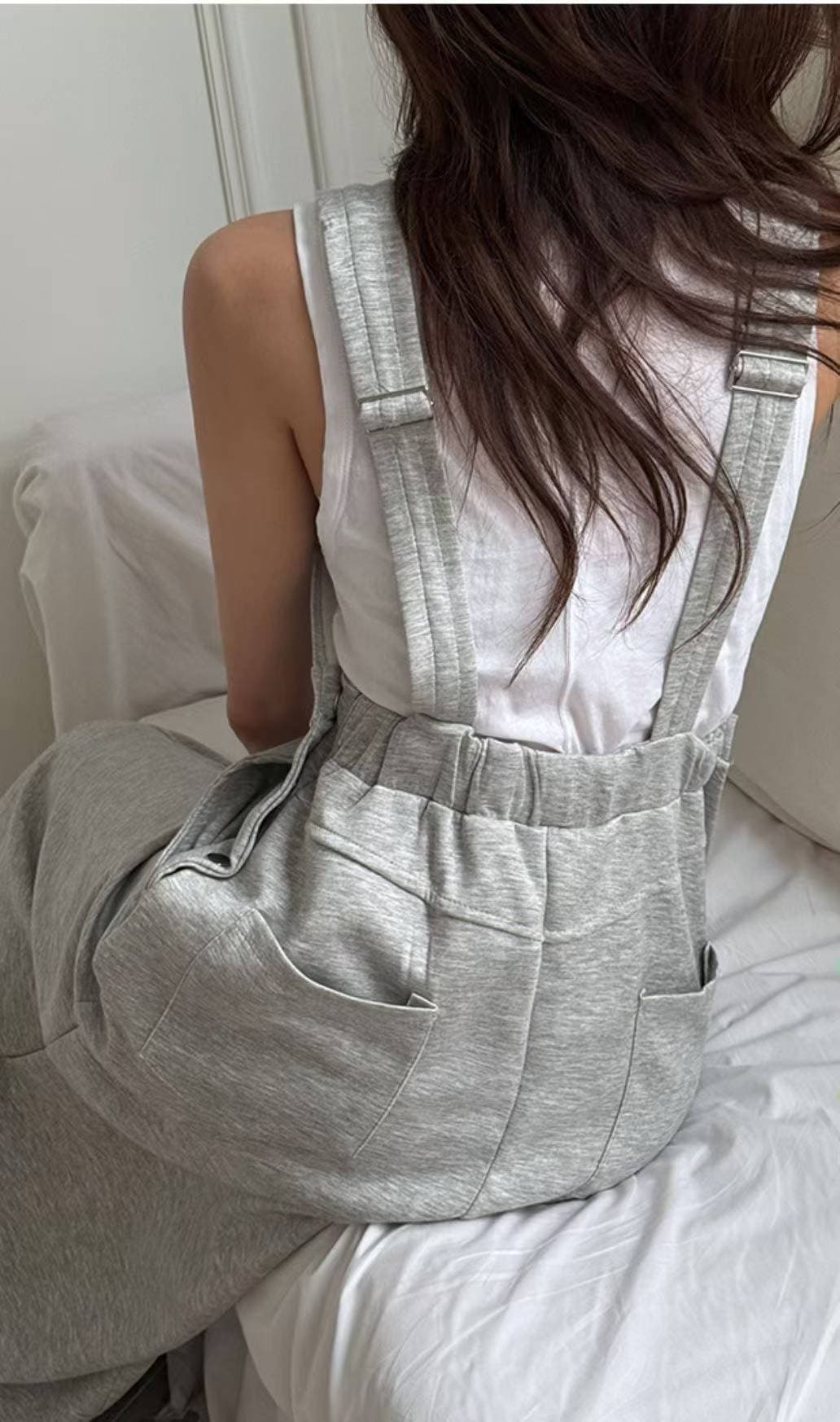 Long overall dress with suspenders (sleeveless set) - 이미지 4