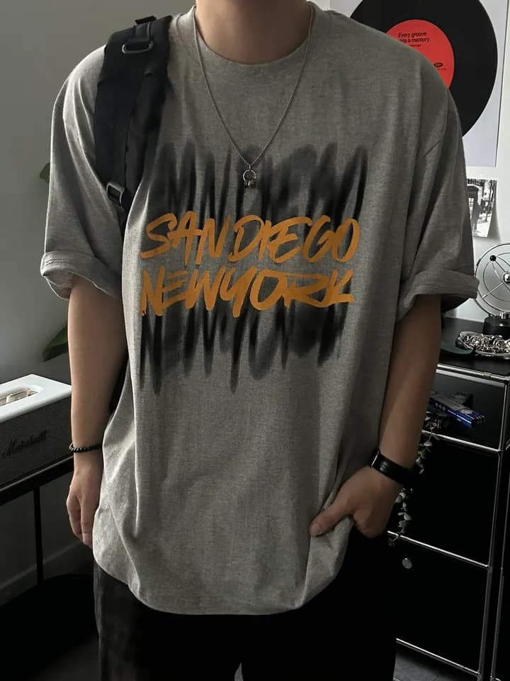 New Arrival - San Diego Short Sleeve Graphic, Oversized, 20s, Summer, Unisex, Big Size, Loose Fit - 이미지 1