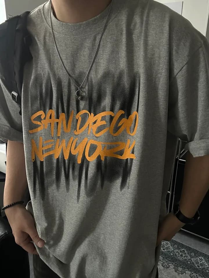 New Arrival - San Diego Short Sleeve Graphic, Oversized, 20s, Summer, Unisex, Big Size, Loose Fit - 이미지 2