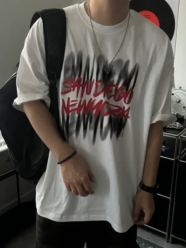 New Arrival - San Diego Short Sleeve Graphic, Oversized, 20s, Summer, Unisex, Big Size, Loose Fit - 이미지 8