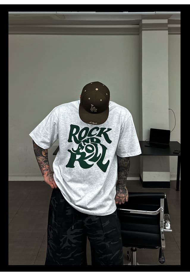 New Arrival - Rock 'n' Roll Short Sleeve Graphic, Oversized, 20s, Summer, Unisex, Big Size, Loose Fit - 이미지 2