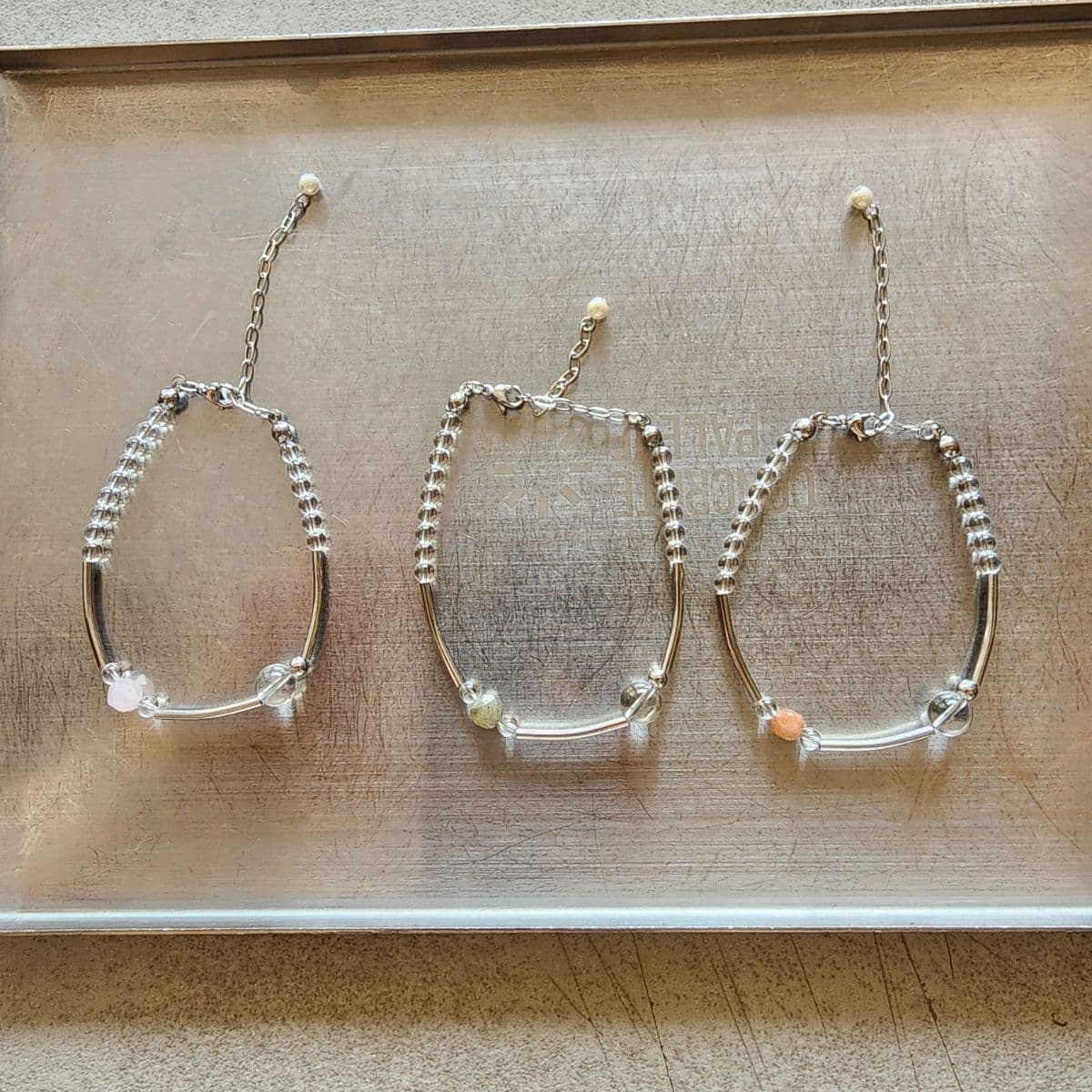 Surgical steel gemstone bar glass ball necklace bracelet - 이미지 6