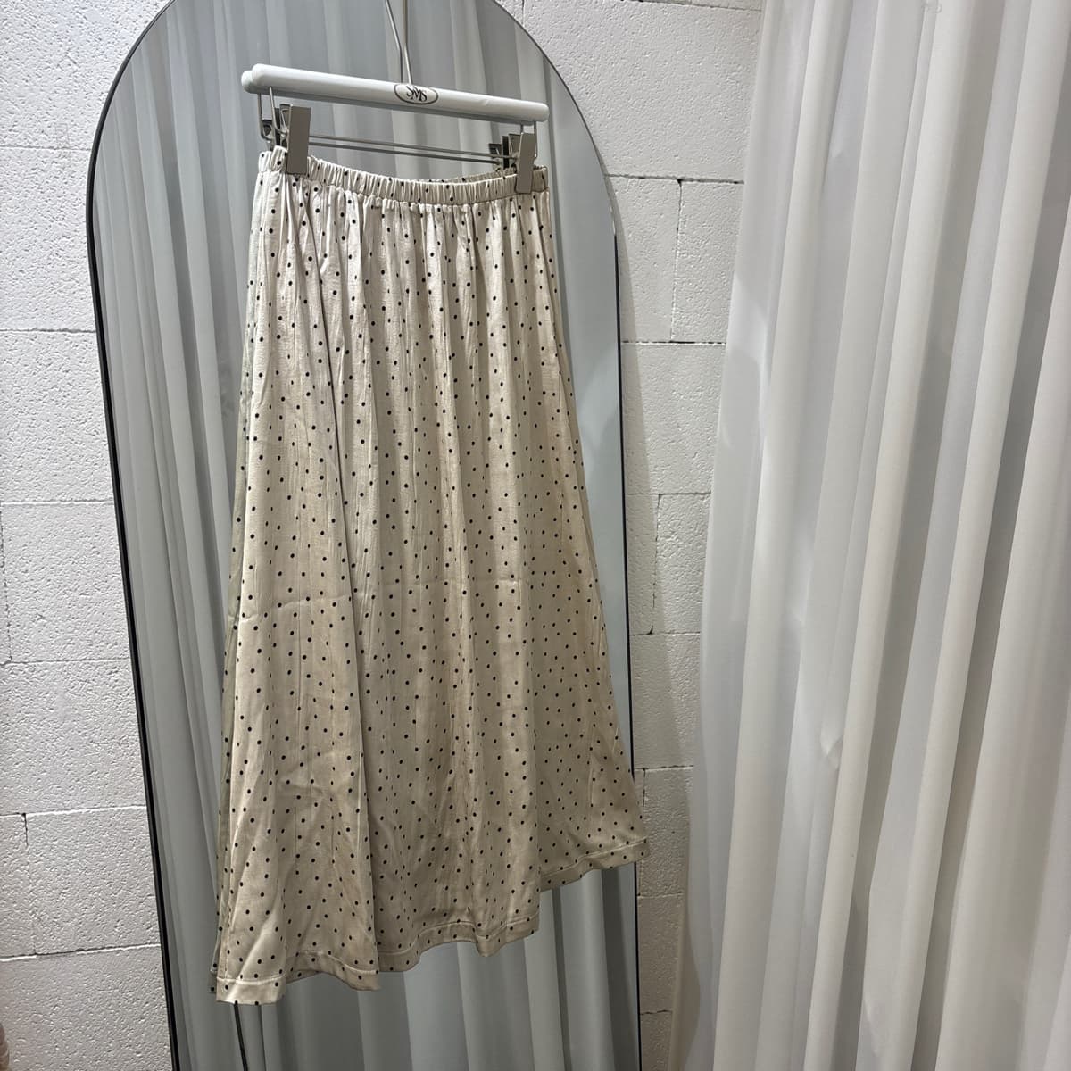 Dot skirt)))) Dot pattern elastic long skirt - 이미지 1