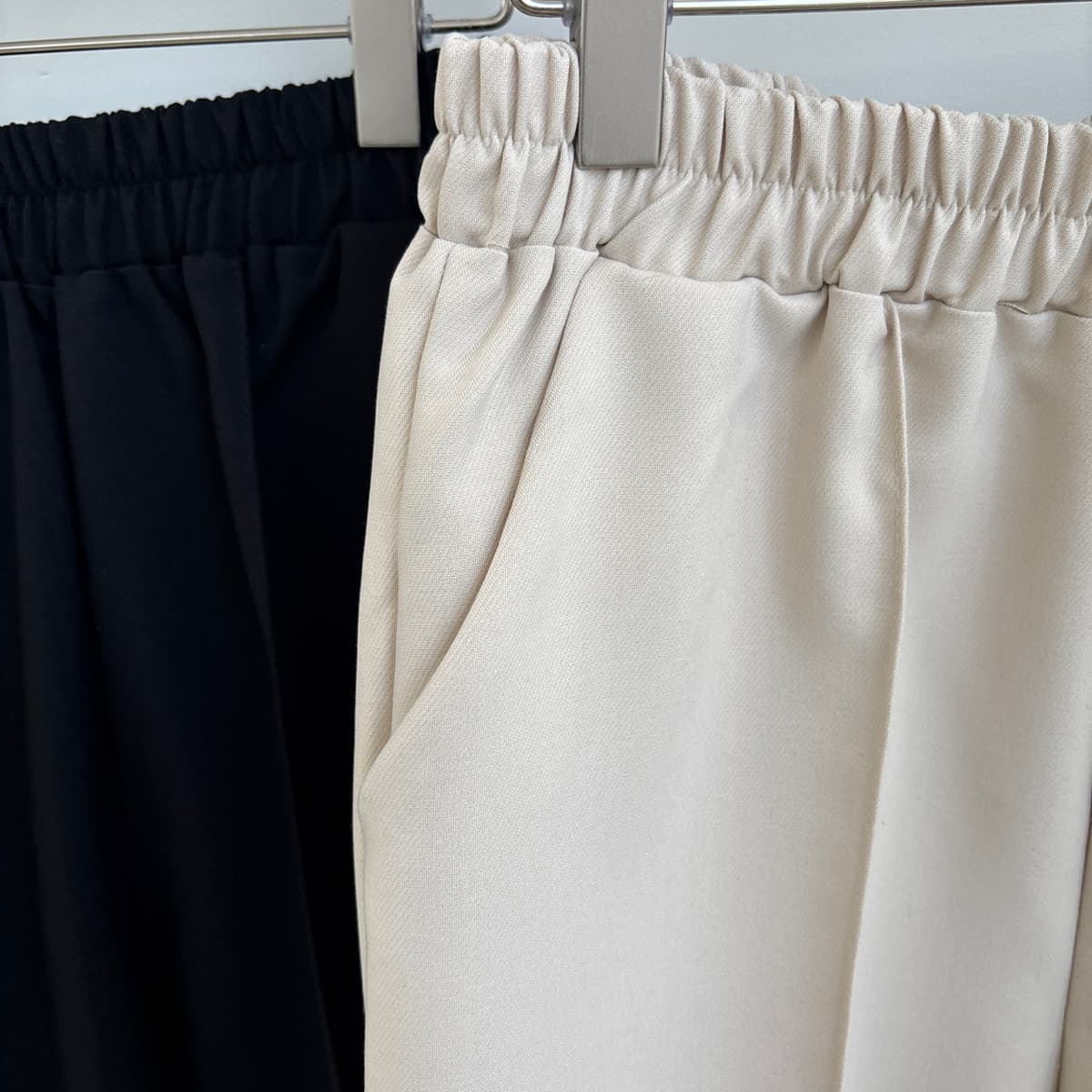 Pintuck Pants Elastic Waist Wide 3/4 Length Slacks Pants - 이미지 8