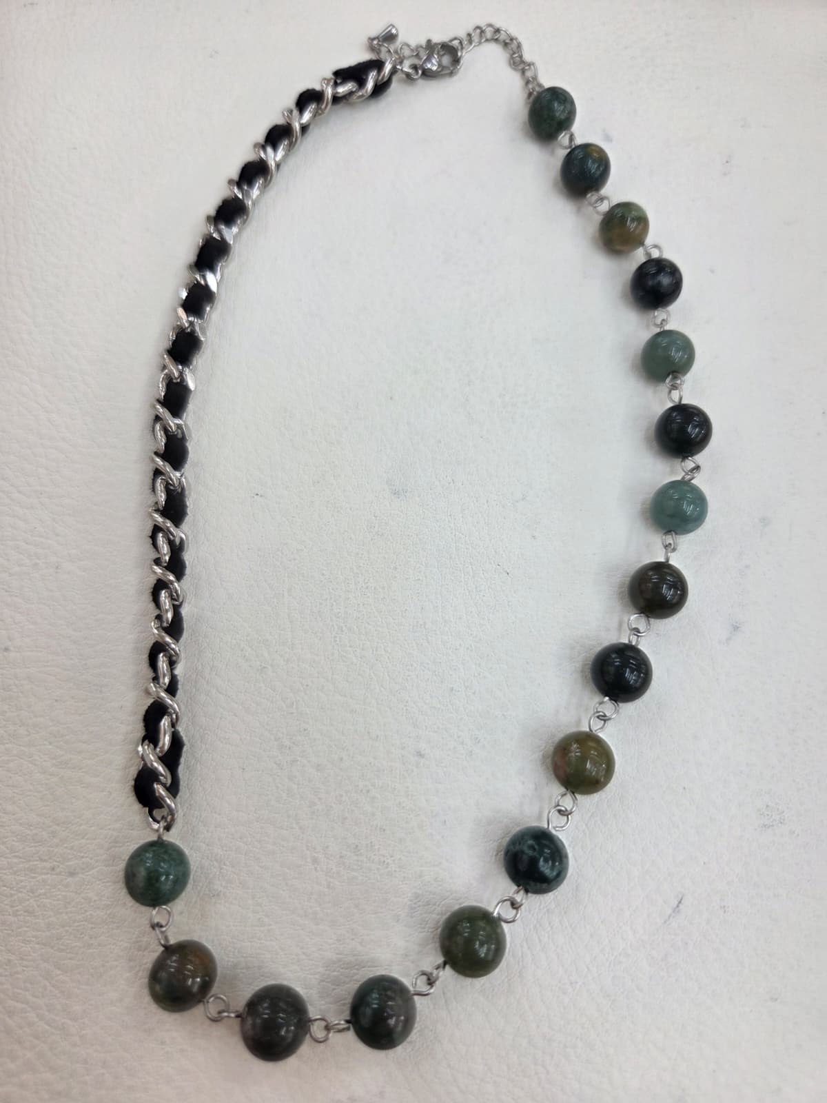 Indo-Agate + Surgical Chain Necklace - 이미지 1