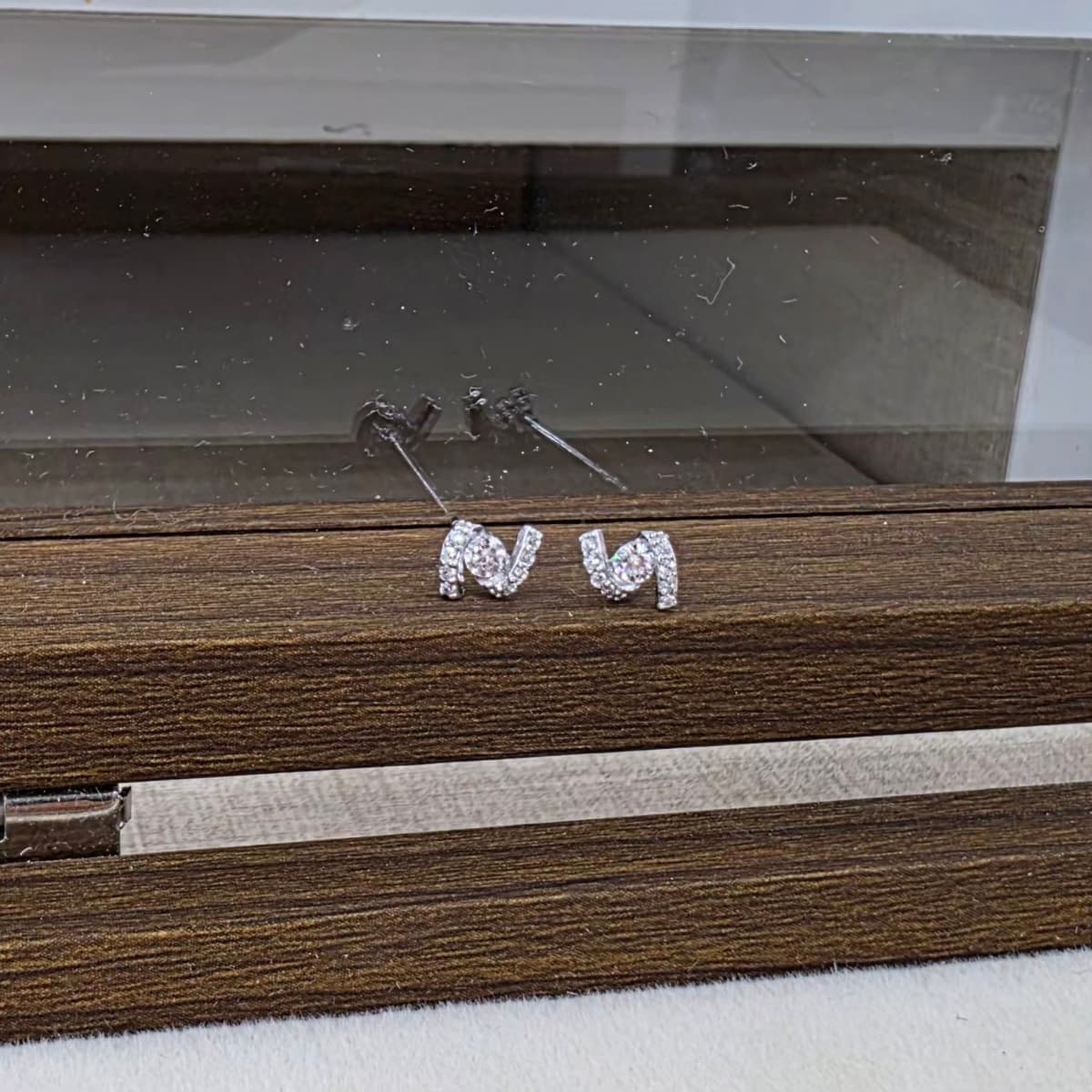 Silver 925 Wave Cubic Mini Point Stud Earrings - 이미지 2