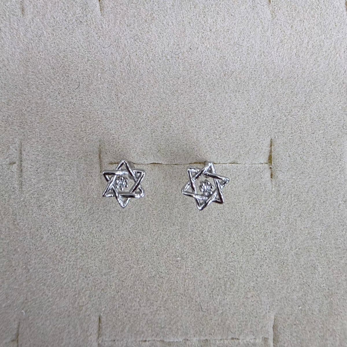 Silver 925 Hexagonal Mini Flower Point Stud Earrings - 이미지 2