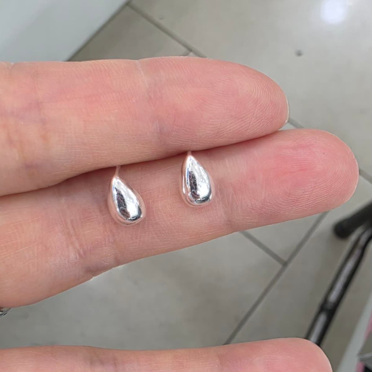 Silver 925 Moon Bell Stud Earrings - 이미지 2