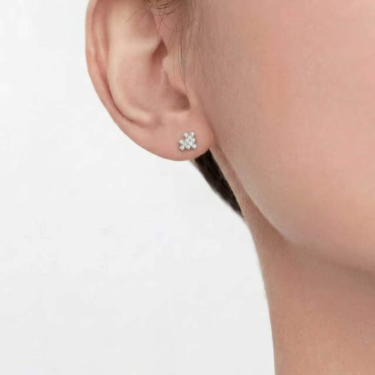Silver 925 Heart Puzzle Cubic Mini Point OR Plated Earrings - 이미지 2