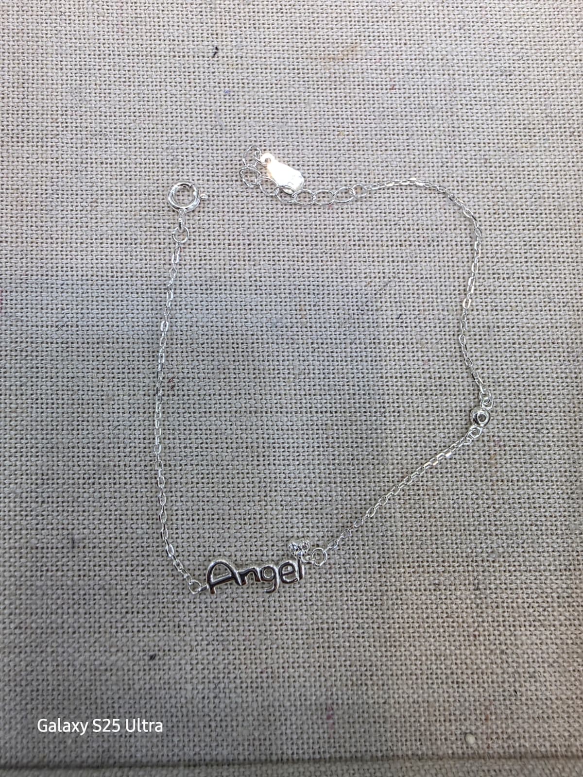 Silver 925 Angel Initial Simple Anklet - 이미지 2