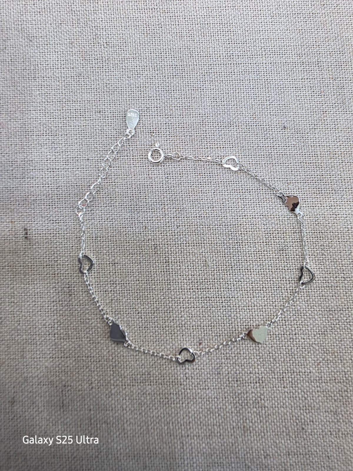 Silver 925 Heart Chain Simple Daily Bracelet - 이미지 2