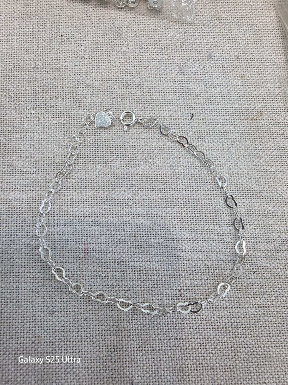925 Silver Heart Chain Simple Daily Bracelet - 이미지 2