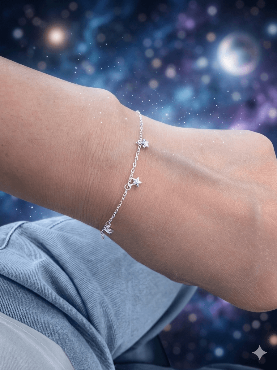Silver 925 Star Charm Chain Simple Daily Bracelet - 이미지 1