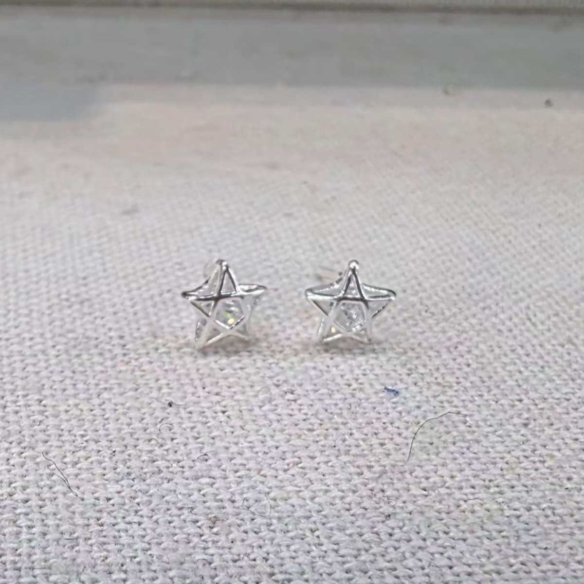 Silver 925 Star Cubic Daily Mini Point Stud Earrings - 이미지 1