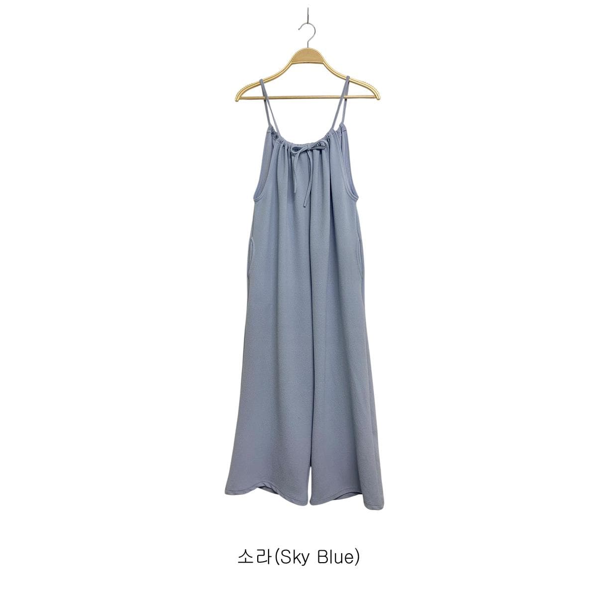 Shirred Jumpsuit (Plus Size, Wrinkle-Free, Cool Wide Suspenders) - 이미지 6