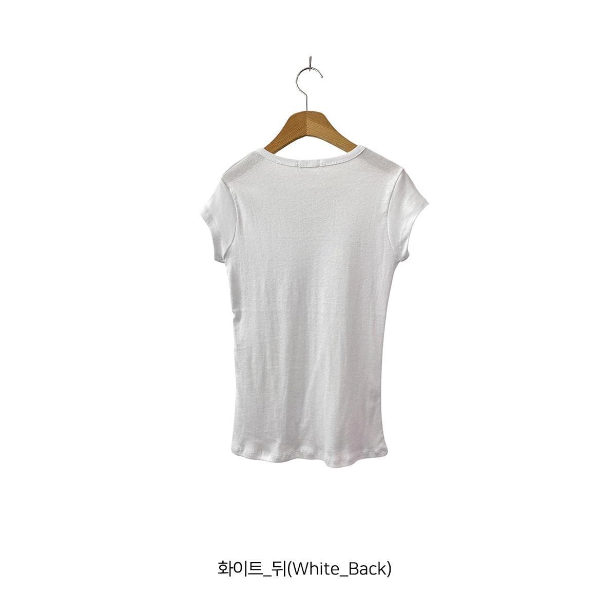 Stretchy U-neck T-shirt (Sleeveless Round Neck U-neck Inner Tee) - 이미지 7