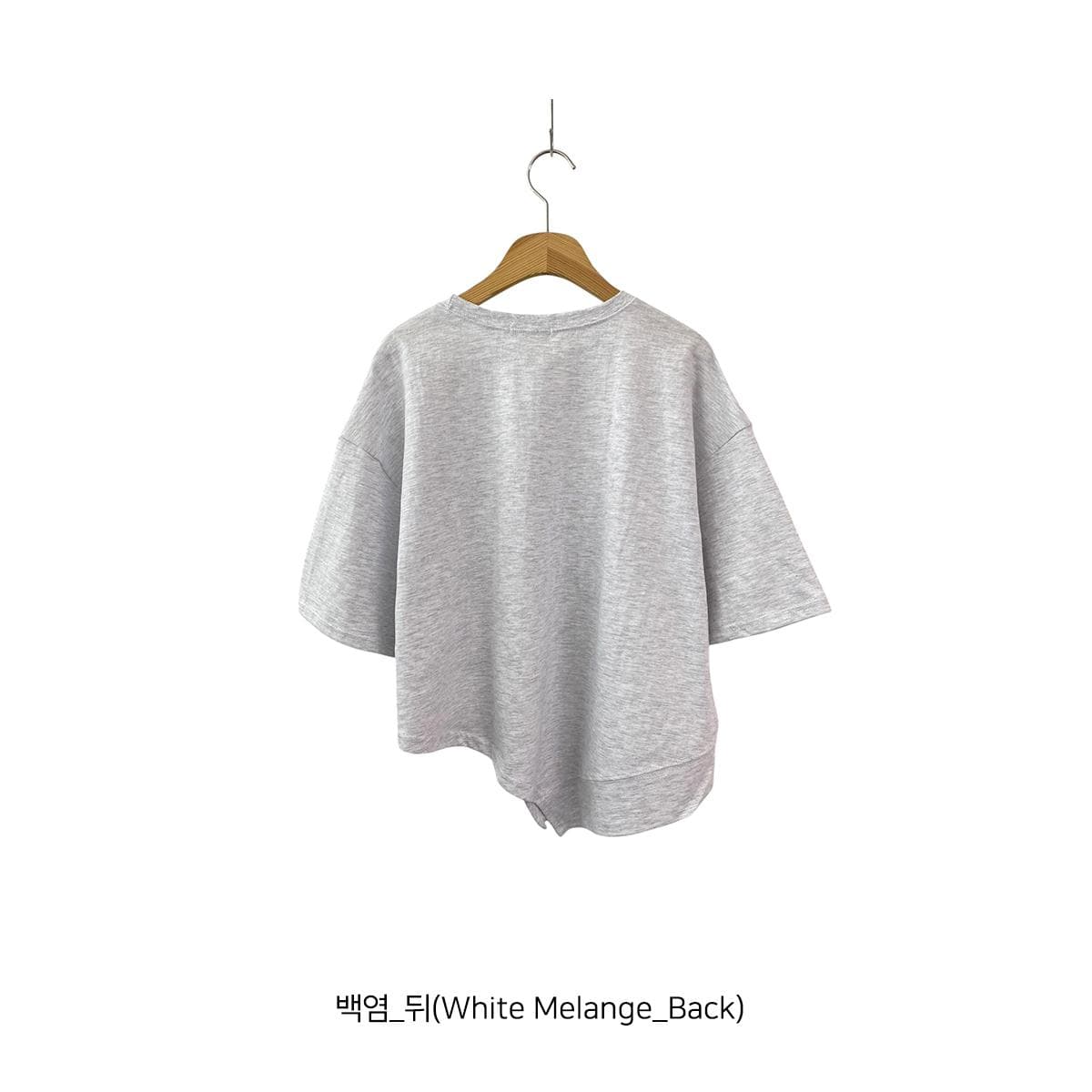 Pangpang Asymmetrical Tee (Diagonal Short Sleeve T-shirt Loose Fit Label T-shirt Summer) - 이미지 8