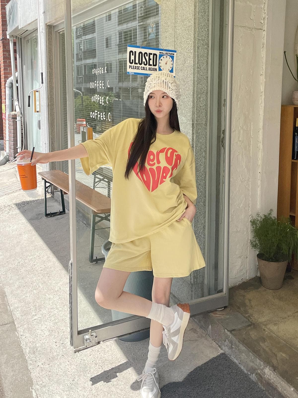 Love SET (Summer Plus Size Tracksuit Set, Short Sleeve and Shorts) - 이미지 2
