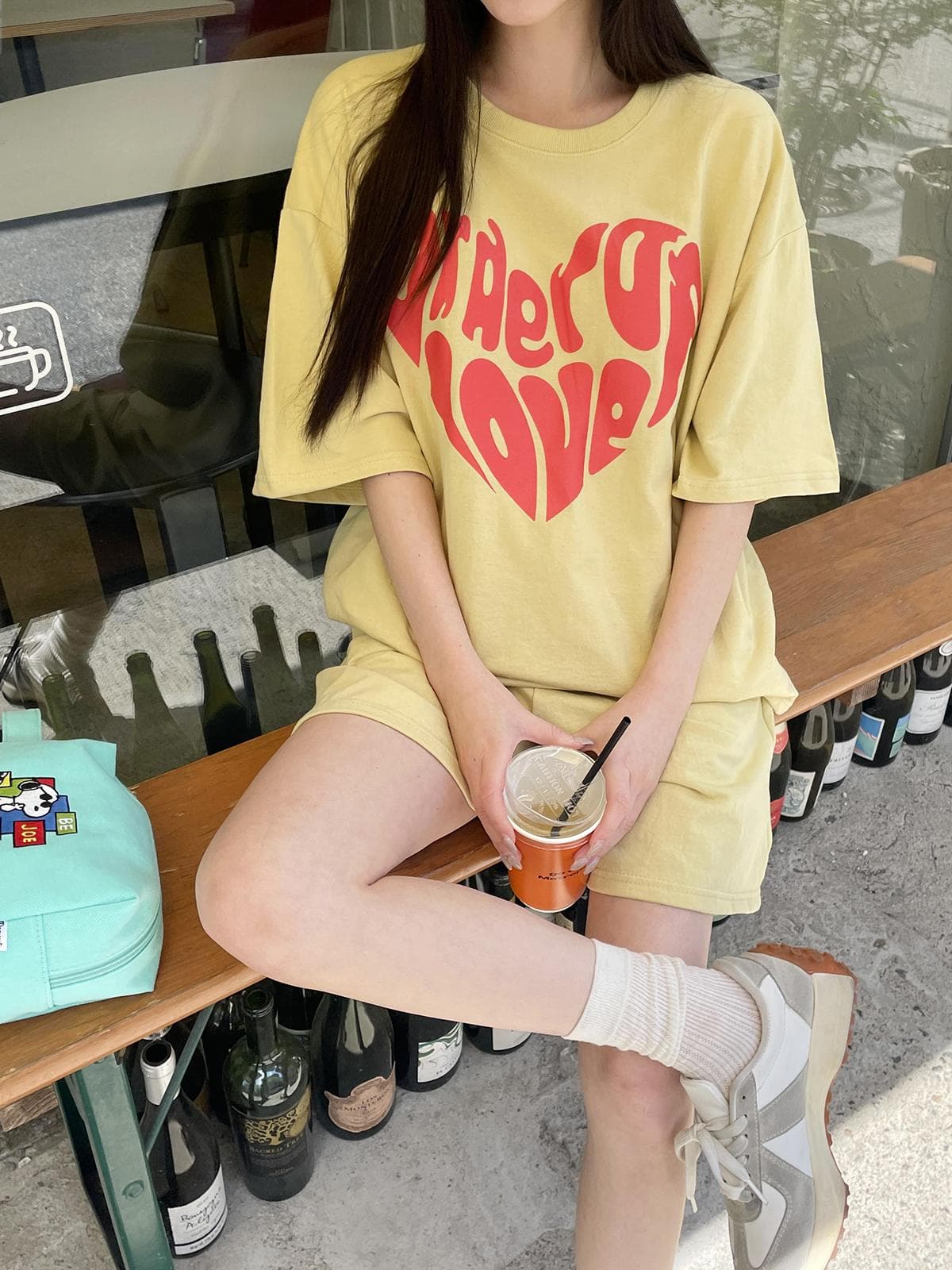 Love SET (Summer Plus Size Tracksuit Set, Short Sleeve and Shorts) - 이미지 1