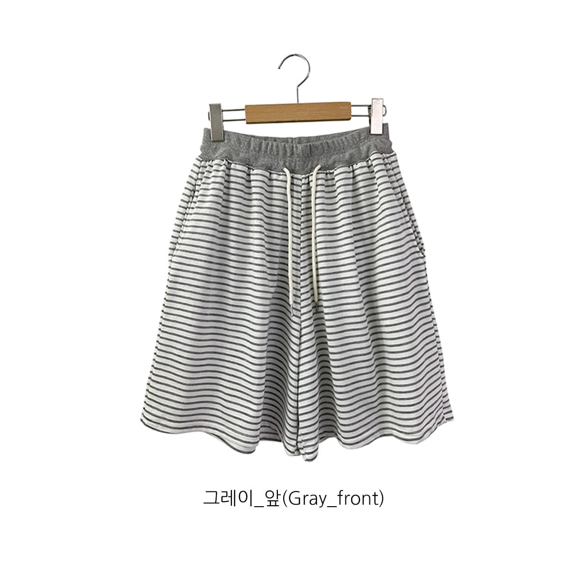 Label Striped PT (Elastic Waist Shorts Striped Training Shorts 5/8 Length Summer) - 이미지 6