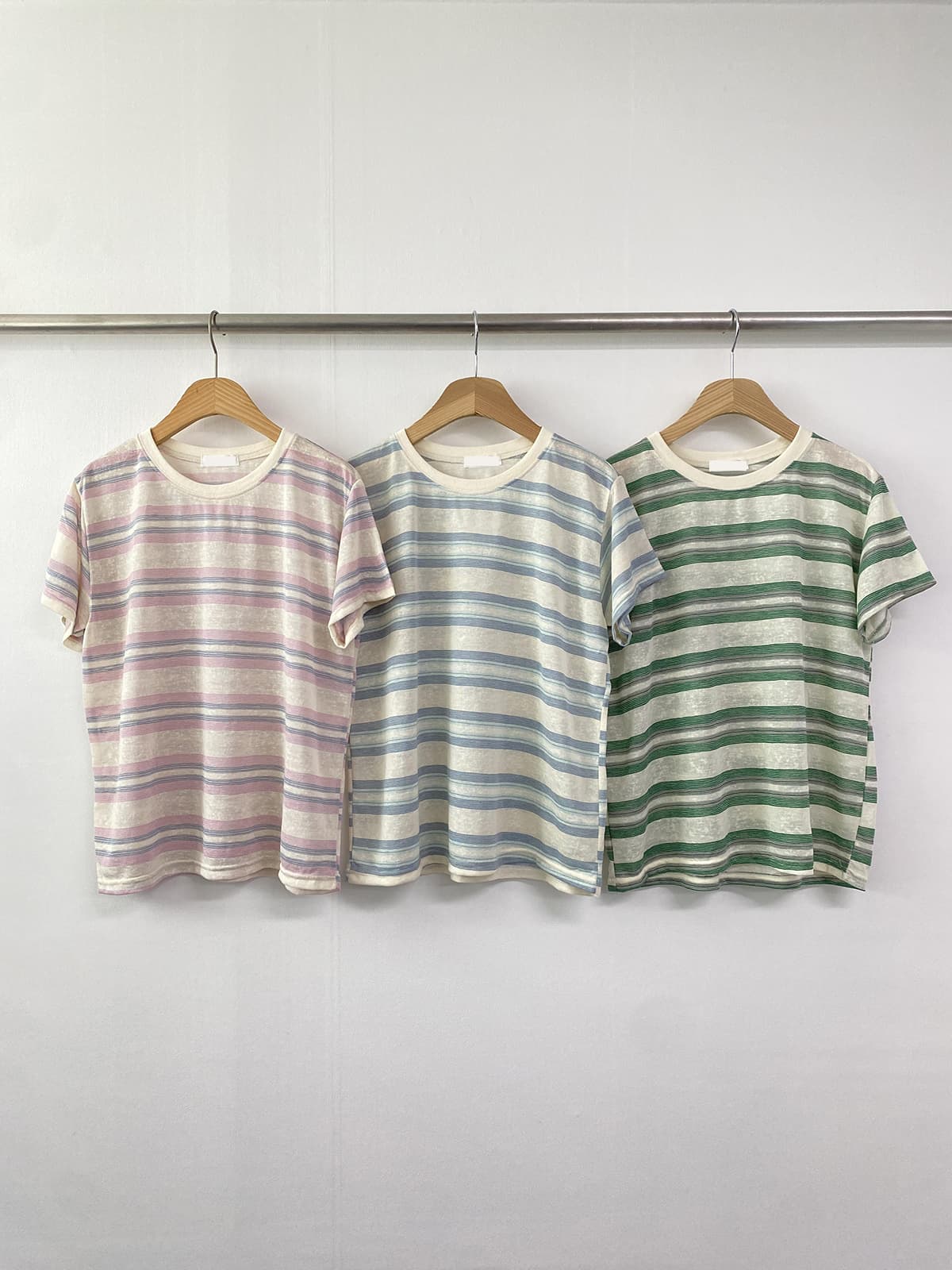 Soyu Striped T-shirt (Round neck lightweight cotton thin summer short-sleeve t-shirt) - 이미지 14